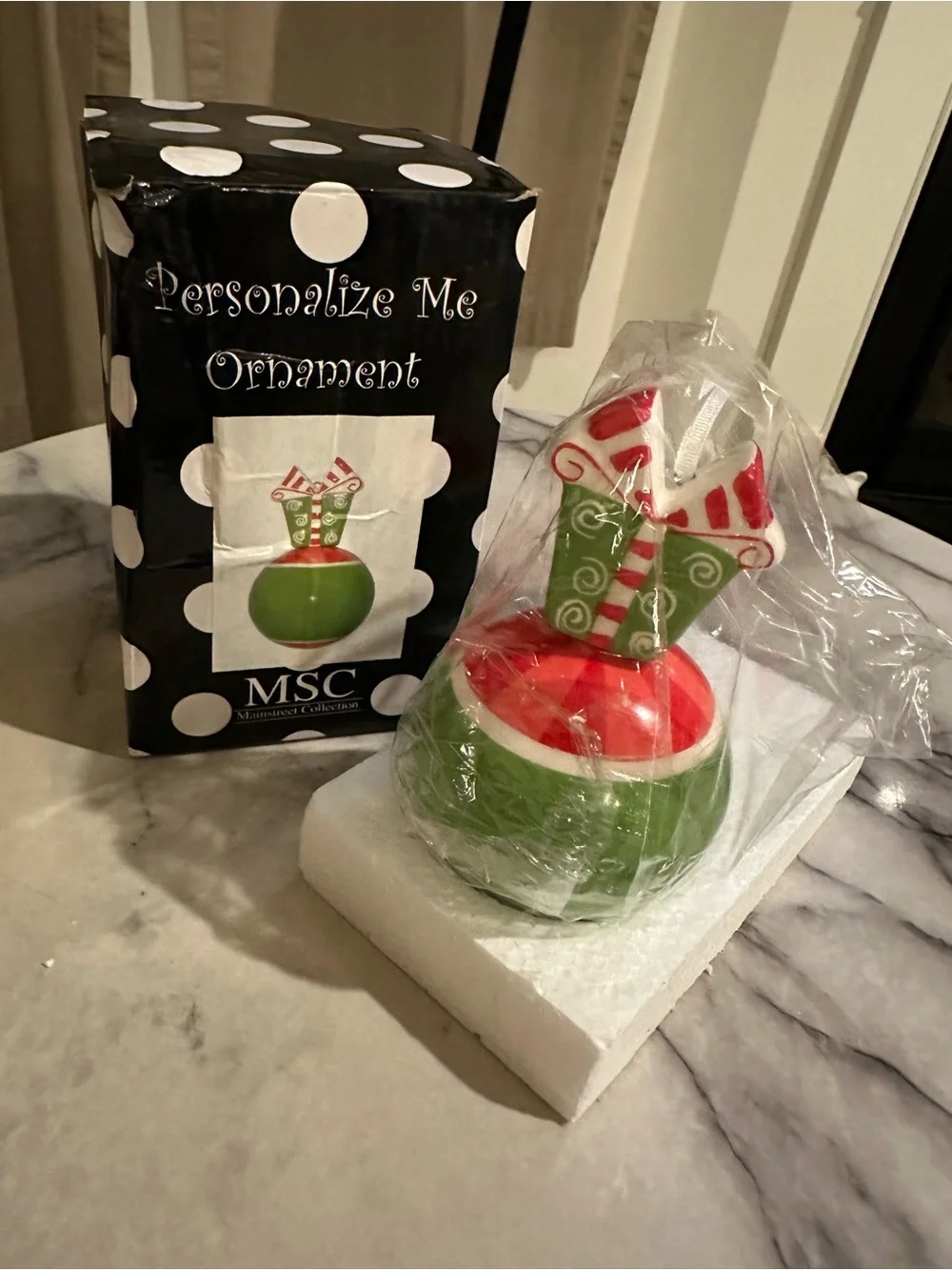 MSC Green and Red Gift-Ball Holiday Ornament